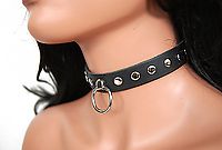Lederhalsband / Flachnieten & Ring