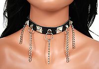 Lederhalsband / Pyramidennieten & Ketten