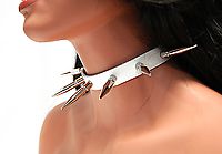 Lederhalsband / 4,5 cm Killernieten (Weiß)