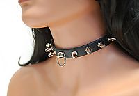 Lederhalsband / Killernieten & Ring