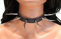 Lederhalsband / 5 cm Krummconenieten