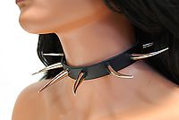 Lederhalsband / 5 cm Krummconenieten