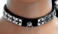 Lederhalsband - Eisernes Kreuz mit Ring