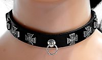 Lederhalsband - Eisernes Kreuz mit Ring