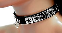 Lederhalsband - Sterne mit Ring