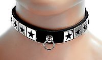 Lederhalsband - Sterne mit Ring