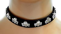 Lederhalsband - Totenköpfe