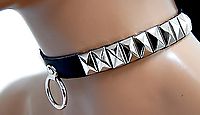 Lederhalsband - Plattennieten mit Ring