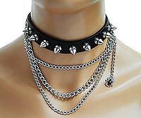 Lederhalsband - Killernieten und Ketten