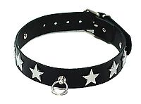 Lederhalsband - Sternnieten und Ring