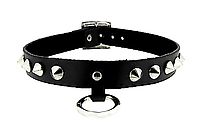 Lederhalsband - Ring und Spitznieten