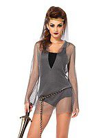 Faux Chain Mail Hooded Dress