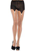 Vintage Girdle Stitch Dual Seam Pantyhose With Pink Bow Accent