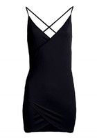 Schwarzes Mini-Wickelkleid rückenfrei