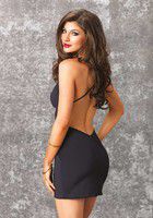 Schwarzes Mini-Wickelkleid rückenfrei