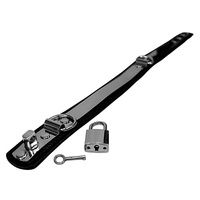 Lederhalsband mit Metallbesatz und Vorhängeschloss