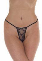 Schwarzer Mini-Tanga aus zarter Spitze