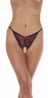 Schwarz-roter Tanga ouvert für Sie