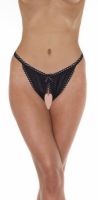 Offener Tanga aus schwarzem Stoff