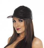 Baseballmütze Leder schwarz