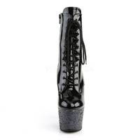 Plateau Lack Stiefelette ADORE schwarz mit Glitter Plateau
