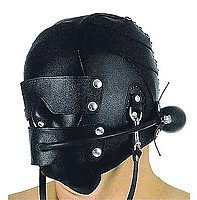 Edle BDSM Maske aus Leder mit Knebel 