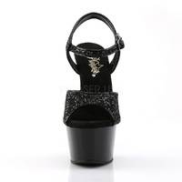 Plateau Sandalette mit Glitter Oberteil ASPIRE-609G schwarz