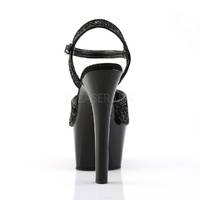 Plateau Sandalette mit Glitter Oberteil ASPIRE-609G schwarz