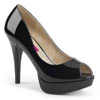Klassischer Peep Toe Pump CHLOE-01 Lack schwarz
