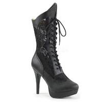 Kniehoher Schnürstiefel mit Miniplateau CHLOE-115 schwarz