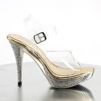 Peep Toe Sandalette ELEGANT-408 transparent / gold