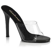 Einfache Lack Pantolette GALA-01 transparent / schwarz
