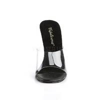 Einfache Lack Pantolette GALA-01 transparent / schwarz