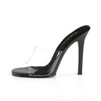Einfache Lack Pantolette GALA-01 transparent / schwarz