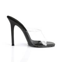Einfache Lack Pantolette GALA-01 transparent / schwarz