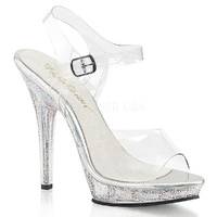 Transparente Miniplateau Knöchelriemen-Sandalette LIP-108MG