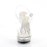 Transparente Miniplateau Knöchelriemen-Sandalette LIP-108MG