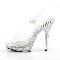 Transparente Miniplateau Knöchelriemen-Sandalette LIP-108MG