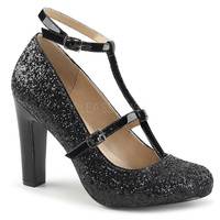 T-Riemchen Glitter Pumps QUEEN-01 schwarz