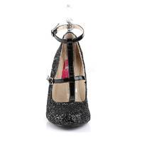 T-Riemchen Glitter Pumps QUEEN-01 schwarz