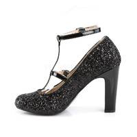 T-Riemchen Glitter Pumps QUEEN-01 schwarz