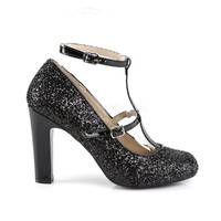 T-Riemchen Glitter Pumps QUEEN-01 schwarz