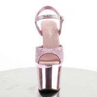 Glitter Sandalette mit verchromtem Coltabsatz REVOLVER-709G pink