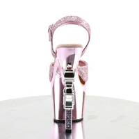 Glitter Sandalette mit verchromtem Coltabsatz REVOLVER-709G pink