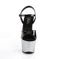 Glitterplateau Sandalette SKY-309LG schwarz / silber