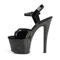 Glitter Plateau Sandalette SKY-309MG Lack schwarz