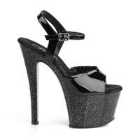Glitter Plateau Sandalette SKY-309MG Lack schwarz