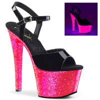 Plateau Sandalette SKY-309UVLG Lack schwarz / neon pink