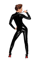 Schwarzer Lack Overall mit langem 3-Wege Reissverschluss