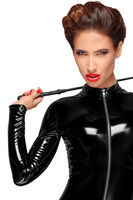 Schwarzer Lack Overall mit langem 3-Wege Reissverschluss